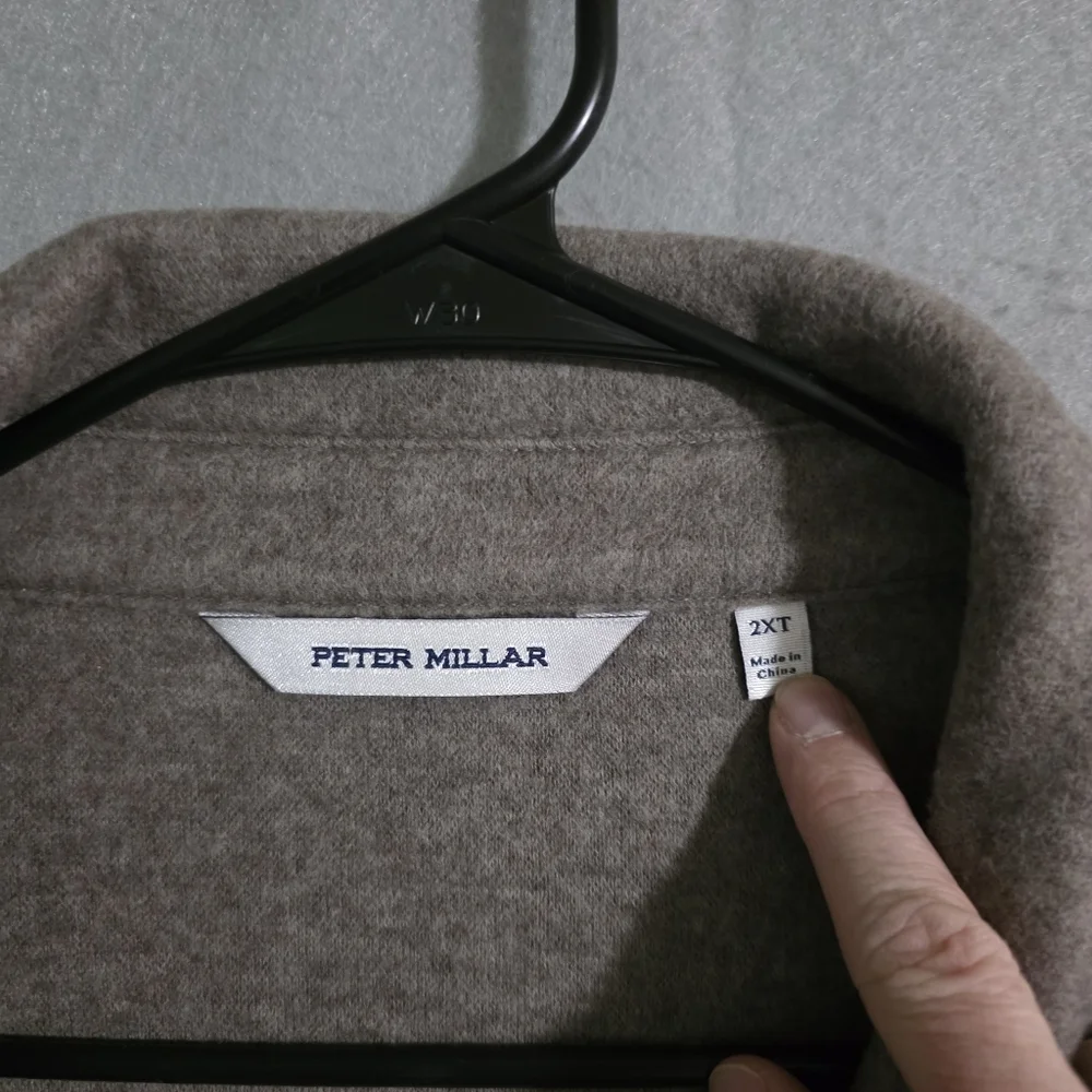 NWOT Peter Millar Mens Wool Crown Flex Fleece Shirt Jacket MF24Z21BT Size 2XT